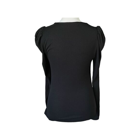 Generation Love Black V-neck Ruched Stretch Shirred Long Sleeves Blouse/Top XS/S - Picture 2 of 6